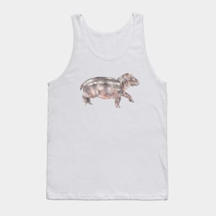 Watercolor Baby Tiptoeing Hippo Tank Top